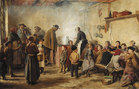 Gemälde von Albert Anker aus dem Jahr 1893, das die Verteilung von Suppe an arme Leute zeigt.